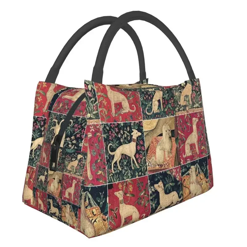 

Medieval Greyhound Thermal Insulated Lunch Bags Women Whippet Dog Lunch Container for Office Outdoor Storage Meal Food Box