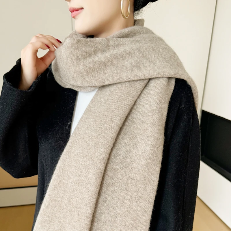 

Новый осенне-зимний шарф из 100% кашемира, однотонный, вязаный, с ажурным узором, теплый, универсальный, стильный, двойного назначения.