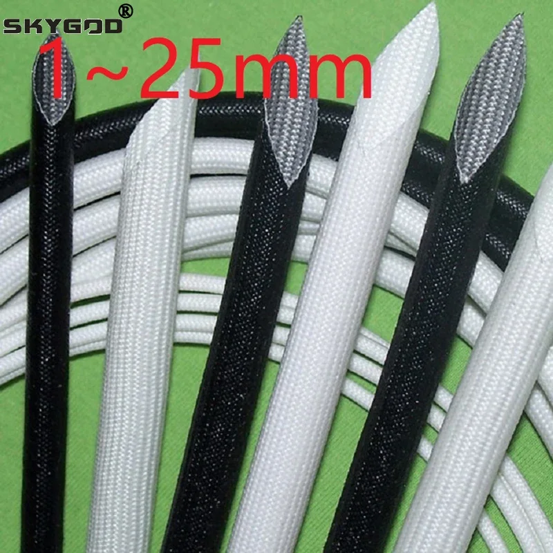 1/5/10M ID 1 ~ 25mm Silicone Fiberglass Sleeving Flame Resistant Silicone Resin Insulate Cable Protect Tubing 200 Deg.C