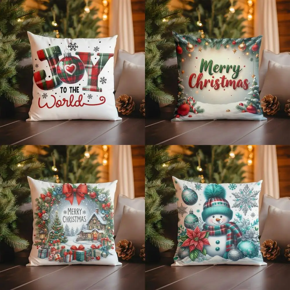 

Home Decor Merry Christmas Decorative Christmas Pillow Pattern Cushion Cover Suitable for Sofa Bedroom Car Pillow Cover