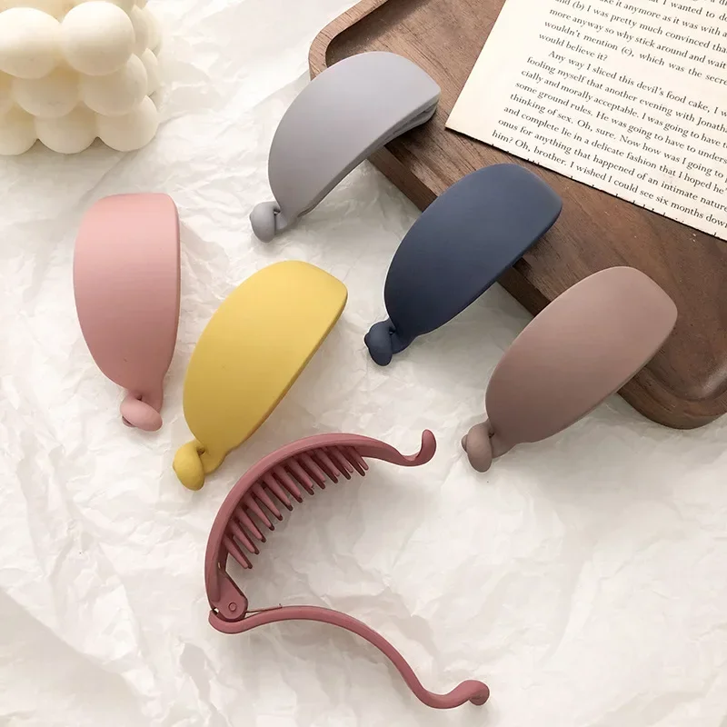 Matte Banana Clip Hair Claw Frosted Ponytail Buckle Ponytail Holders Hairpins Women Girls Barrettes Hair Accessories Solid Color