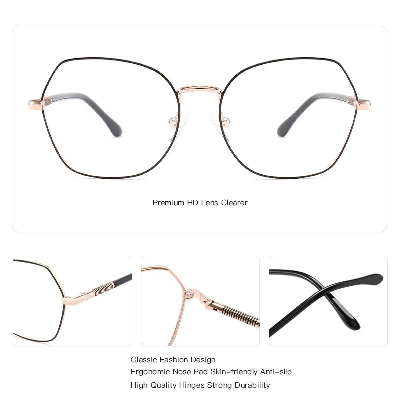 نظارات طبية للنساء من ZENOTTIC بإطار معدني مضلع وتصحيح قصر النظر #5