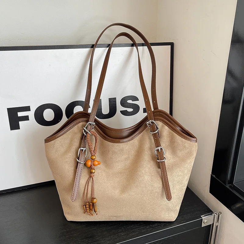 

Текстурированная повседневная сумка через плечо, женская большая вместительная ретро-сумка с ручкой, модная универсальная и нишевая сумка для хранения