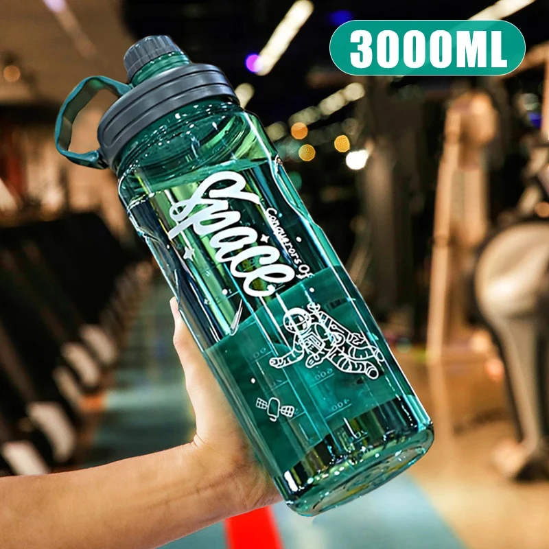 NONE 2L 3L Sportwasserflasche mit großem Fassungsvermögen und Filter, umweltfreundlicher Kunststoff-Wasserbecher, tragbare Fitness-Getränkeflasche, Wasserkocher, BPA-frei 6