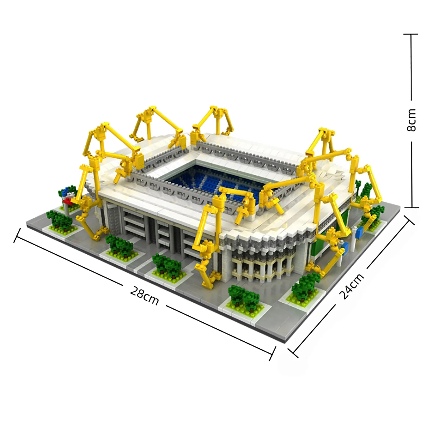 Signal Iduna Park voetbalstadion micro mini bouwstenenmodel, verbluffend bureau- en huisdecoratie-artikel voor verzameling en presentatie.