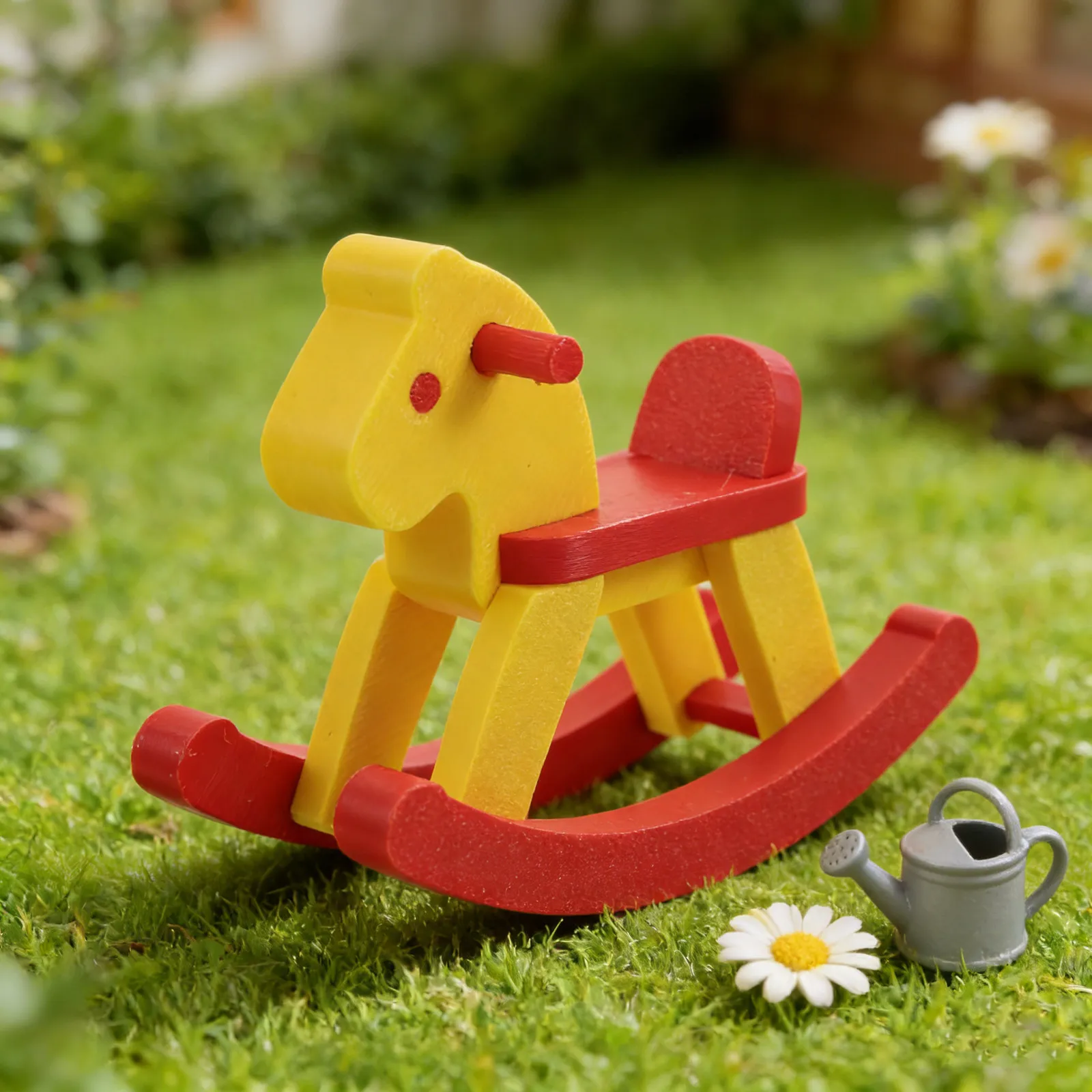 

2Pcs Miniature Rocking Horse Chair Set 1:12 Scale Plastic Dollhouse Furniture for Vintage Modern Mini House Decor Rocking Animal