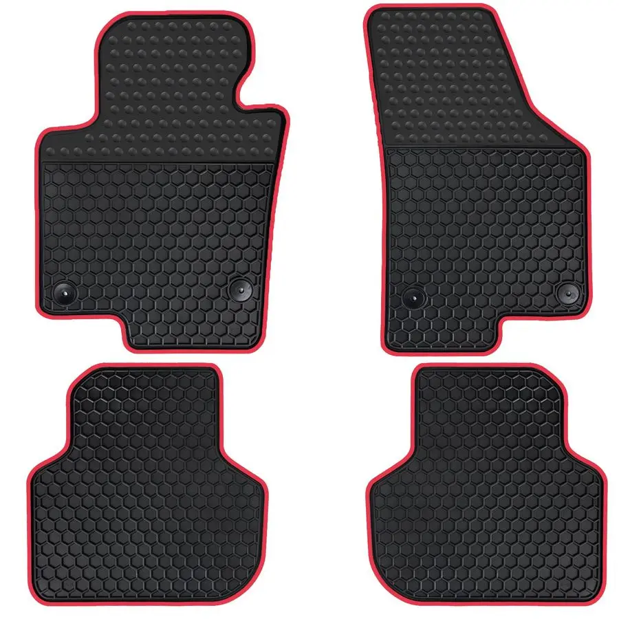 

Floor Mats Custom Fit for Volkswagen VW Jetta 20102018 Sedan Black Red Rubber Auto Liner Mats All Weather Protection Heavy Duty