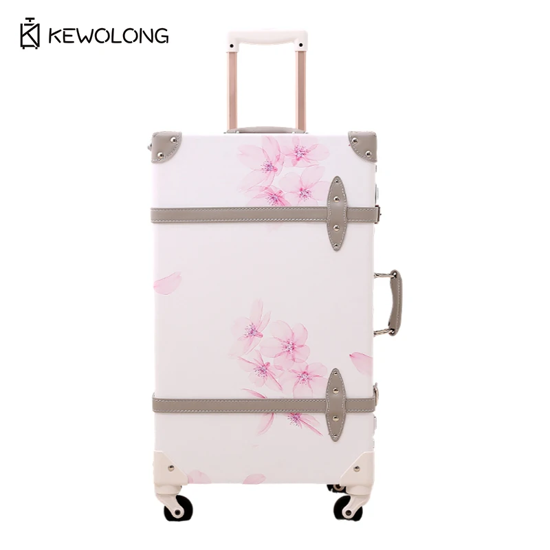 

Винтажный 20-дюймовый чемодан для ручной клади с принтом вишни на колесиках, легкая сумка для багажа на колесиках с 360° ° Спиннерные колеса