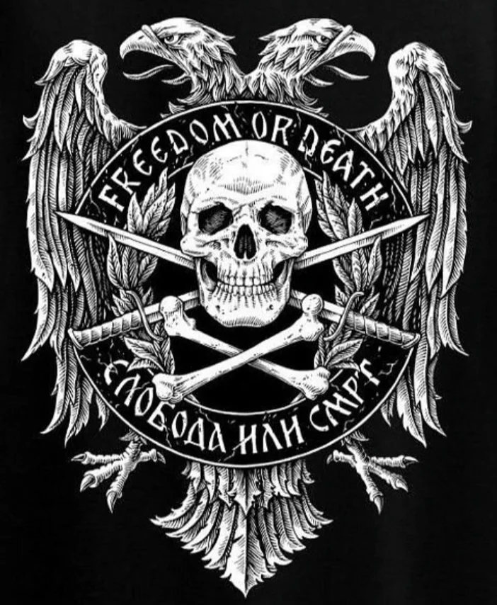 Freedom or Death. Double-headed Eagle Skull Design T-Shirt. Summer Cotton Short Sleeve O-Neck Mens T Shirt New S-3XL