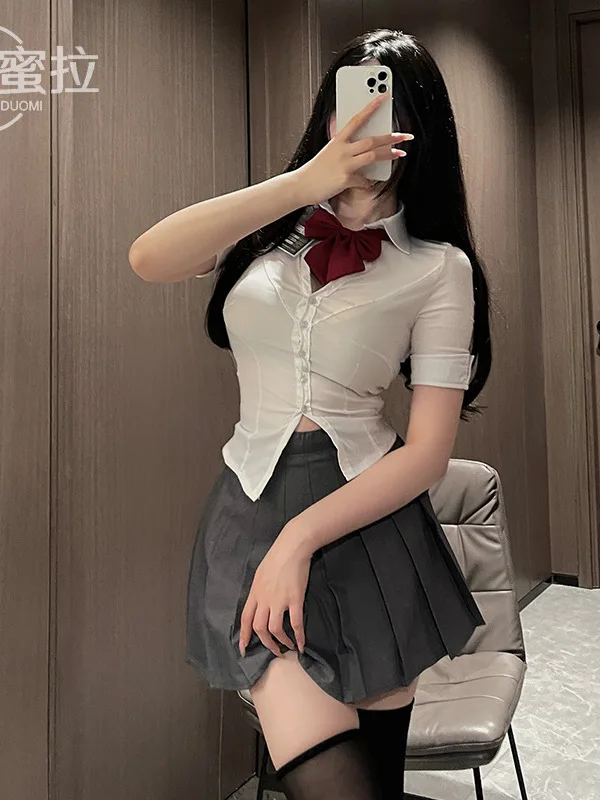 JK Uniform Purely Wanted to Waist Back White Shirt Women's Spring and Autumn Academy Style Slim Fit and Spicy Girl Long 64IX