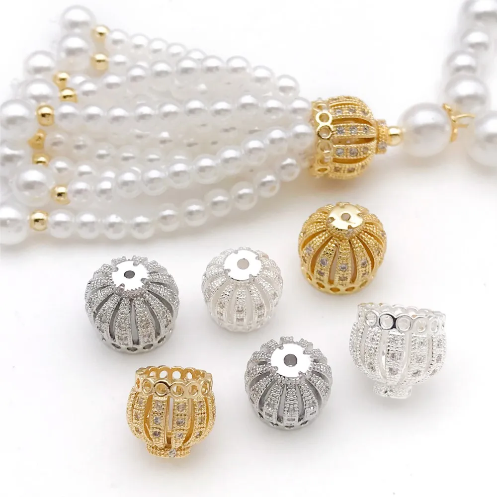 

2 шт. позолоченные латунные заглушки для бусин с цирконами 18K для изготовления браслетов, серег, украшений, аксессуары для бусин-кисточек