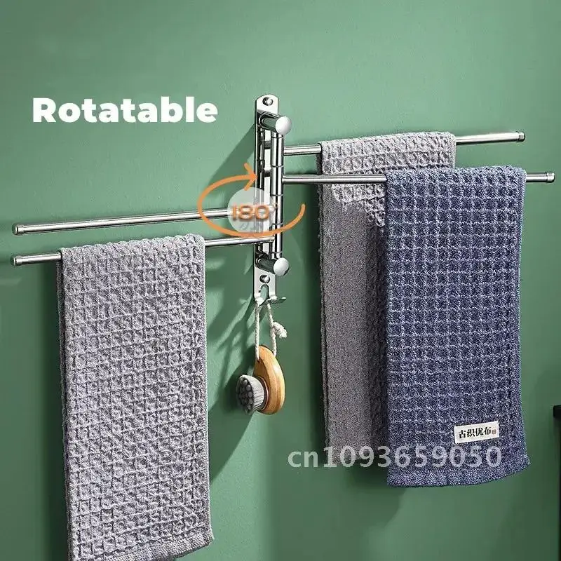 Bathroom Swivel Towel Bar, Towel Multipurpose Rack, Towel Kitchen Aluminum Holder Robe Hanger, Accessories Roll Dispenser,