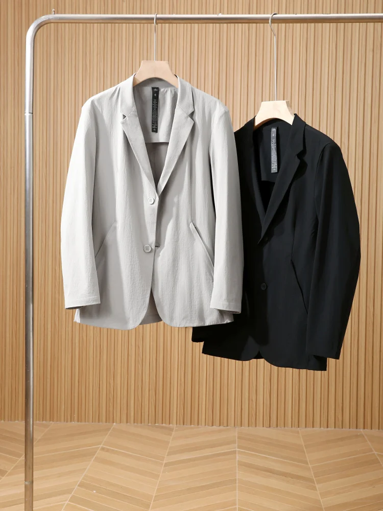 Leavo Johnson Men's Lightweight Spring Summer 3D Tailored Elastic Suit Casual Busin Sle Two Button Stand Fit Jaet