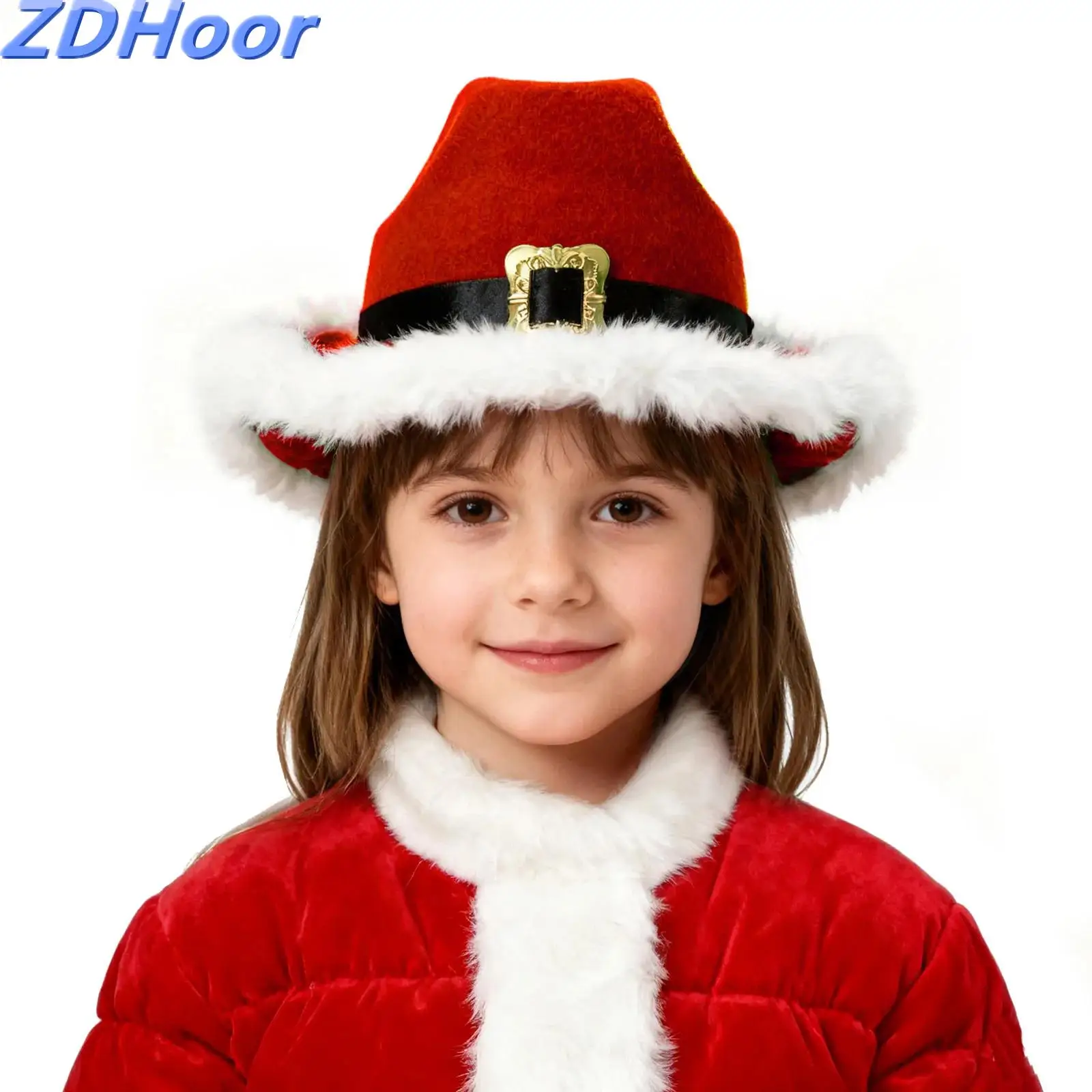 Boys Girls Unisex Santa Christmas Cowboy Hat Cowboy Hat for Xmas Parties Costume Dress Up Supplies Cosplay Accessories