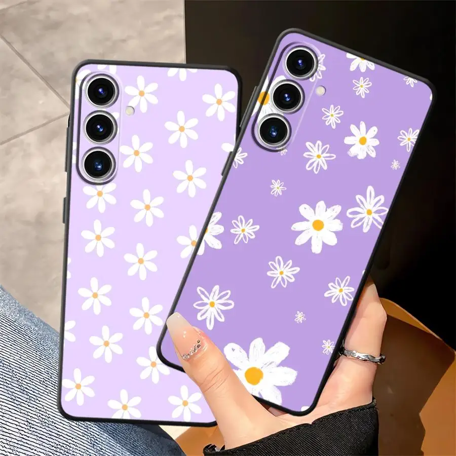 Case for Samsung Galaxy A36 A06 A57 A15 A55 A73 A51 A05 A52 A23 A53 A17 A37 A25 A16 Phone Cover A12 A41 A70 A13 A50 White Daisy