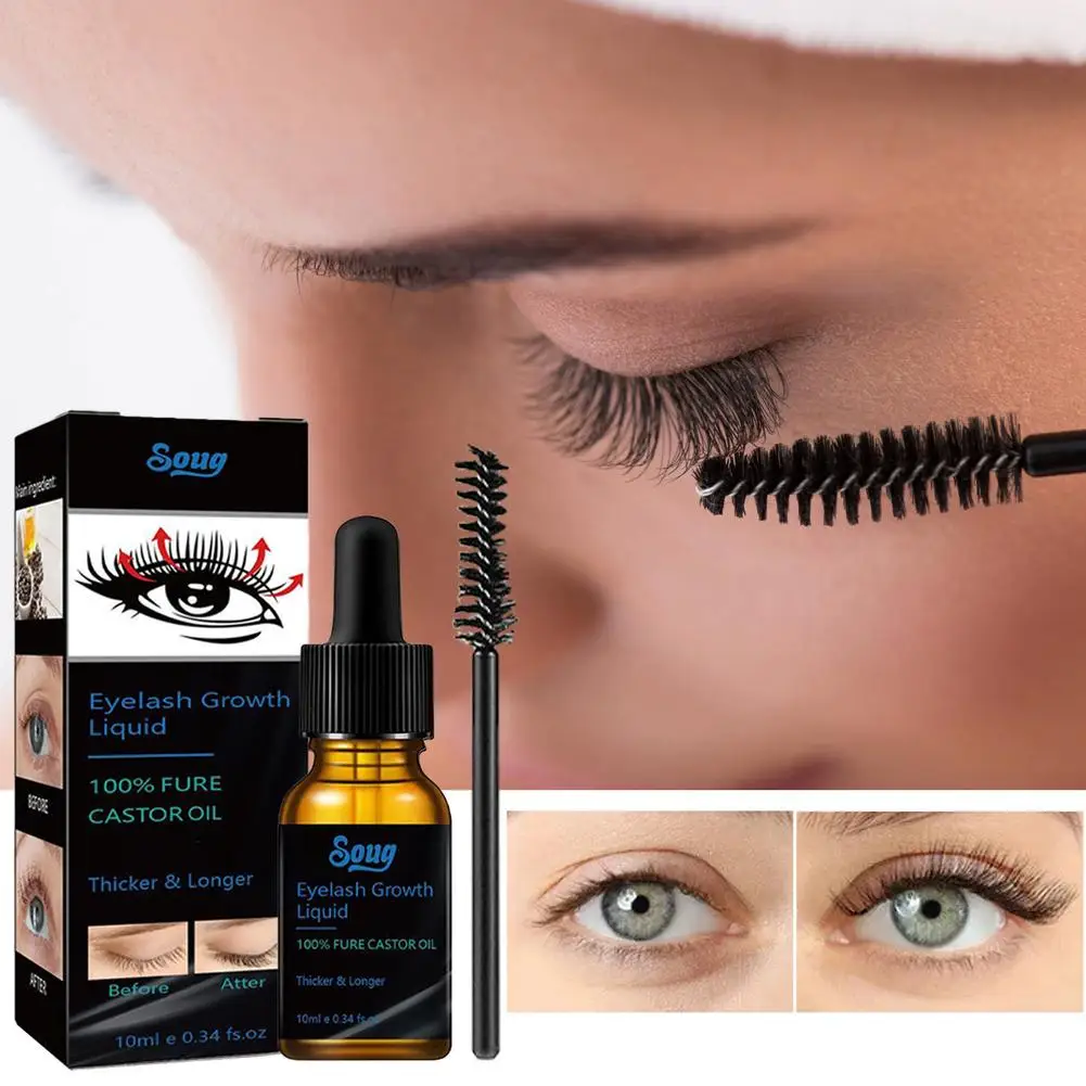 Rímel de óleo de rícino, denso, fino, enrolado, cosméticos, maquiagem nutritiva, intensificador de cabelo, soro de crescimento de cílios p0g3