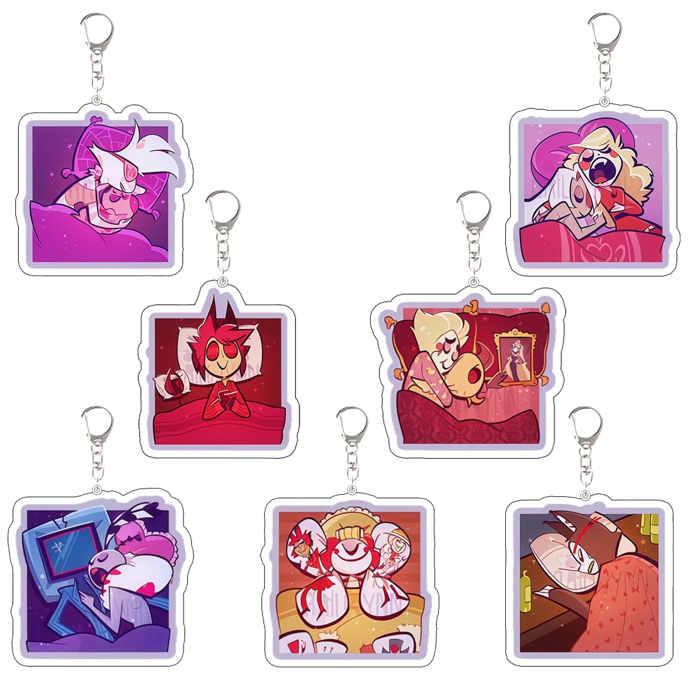 

Acrylic Keychain for Hazbin Hotel Charlie Morningstar Vaggie Angel Dust Anime Cartoon Bag Pendant Decoration Key Ring Gifts