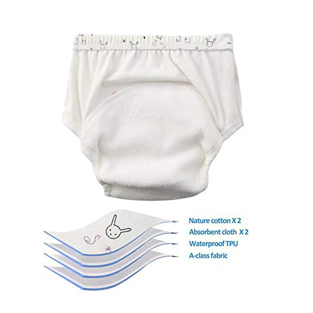 ขายดีที่สุด! กางเกงฝึกการขับถ่ายผ้าสำหรับเด็กทารกแบบใช้ซ้ำได้ 12 ชิ้น กางเกงฝึกซับฉี่ผ้าฝ้ายแบบใช้ซ้ำได้และซักได้สำหรับเด็กวัยหัดเดิน