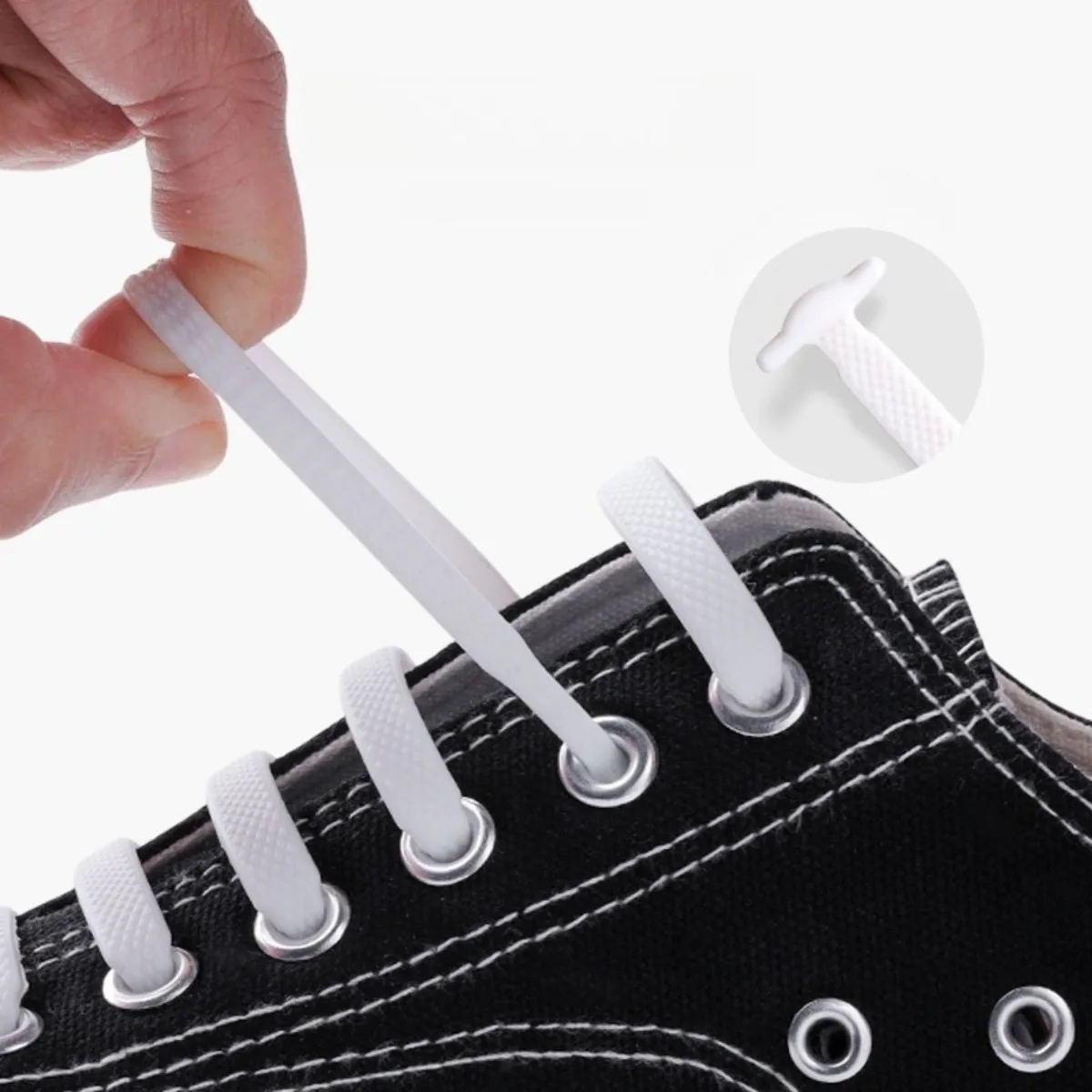 16 sztuk/opakowanie Elastyczne sznurówki silikonowe bez wiązania - Wygodne, rozciągliwe i elastyczne sznurówki do sneakersów, butów codziennych i butów sportowych. — zdjęcie 4