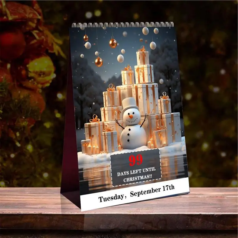 Christmas Desk Calendar 100 Days Christmas Advent Calendar Decorations Christmas Count Down Products Standing Desk Calendar For