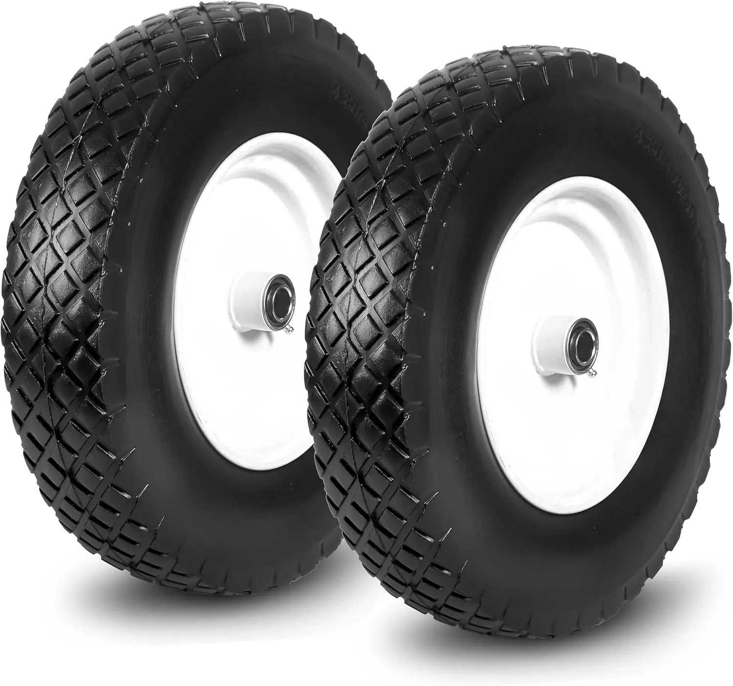 

2-Pack 16-Inch Solid Rubber Flat-Free Tires and Wheels, 4.80/4.00-8 with 3/4" Axle Bore, for Wheelbarrow, Wagon, Hand Truck