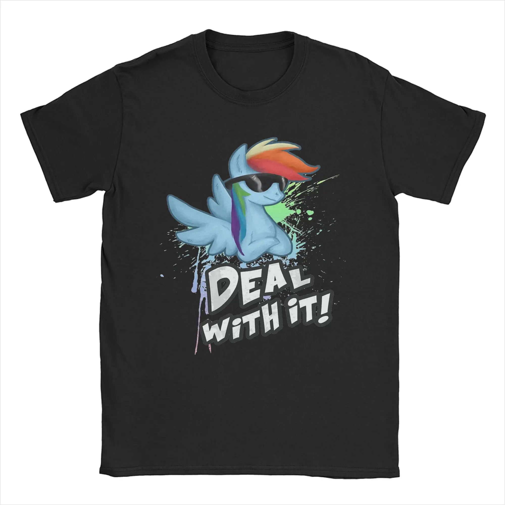 Rainbow Dash Deal With It MLP T Shirt Unisex Cotton Tops Shirts Fashion Round Neck Short Sleeve