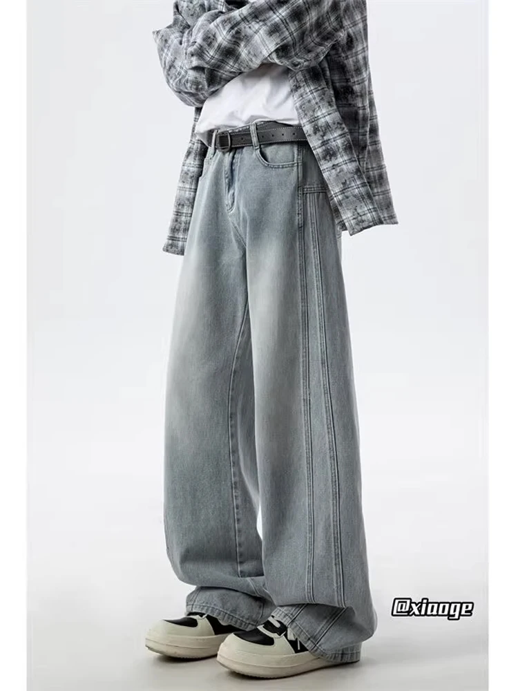 

Мужские джинсы в американском ретро-стиле, весна-осень, уличный стиль, модные, свободные, прямые, широкие штанины, длинные брюки