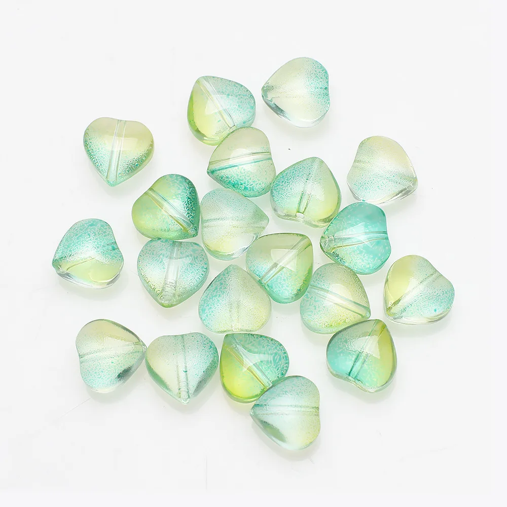 StreBelle New 100pcs 8mm Colorful Charms Heart Shape Glass Beads Loose Spacer Pear Bead for Jewelry Making DIY Handmade Bracelet