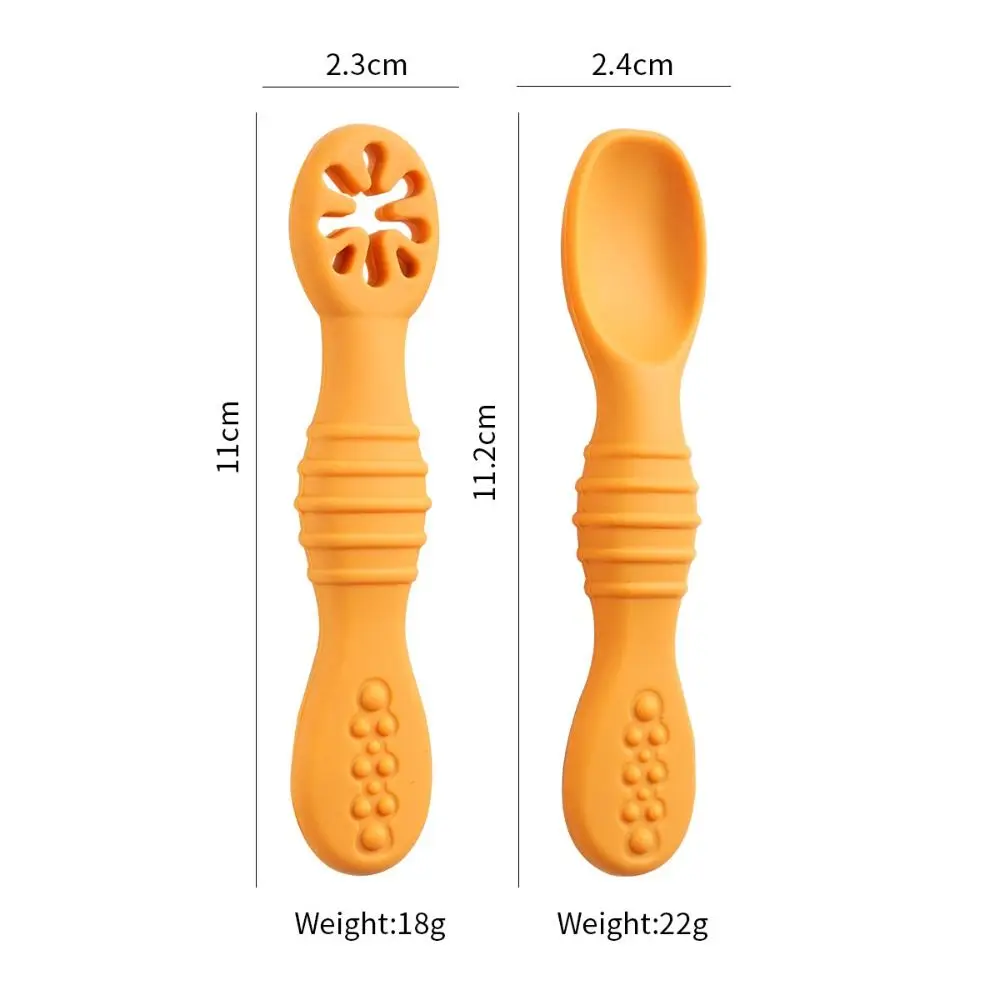 2PCS Soft Silicone Baby Learning Spoons Kitchen Cute Eating Helper Infant Feeding Spoon Feeding Tableware Training Spoons