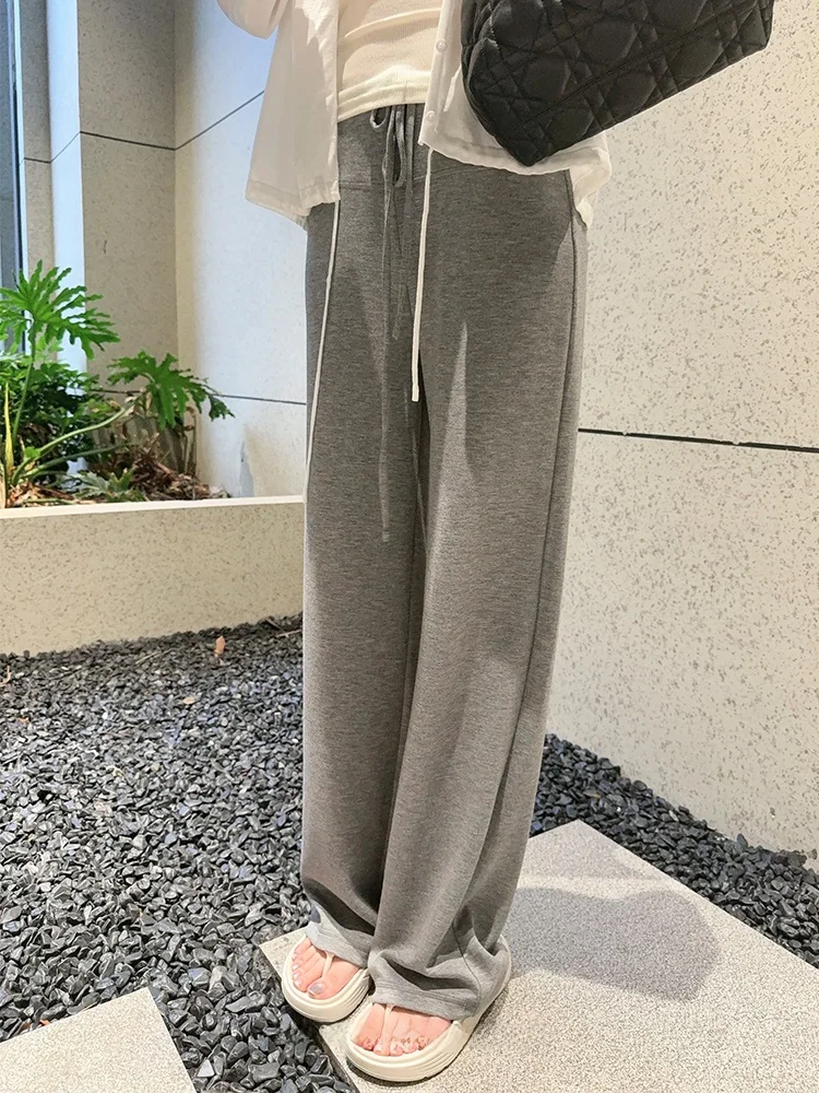 

Comfortable Narrow Wide Leg Casual Pants Lazy Mask Pants Easy to Wear And Remove Straight Cut l Waist Elastic Waisand