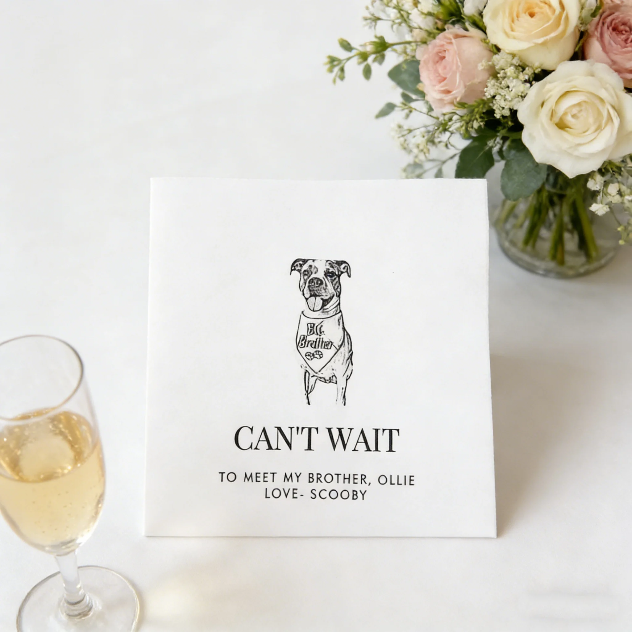 

50 шт. персонализированных салфеток с эскизным портретом питомца для коктейлей и обедов, индивидуальные бумажные салфетки для свадьбы, дня рождения или вечеринки с изображением питомца