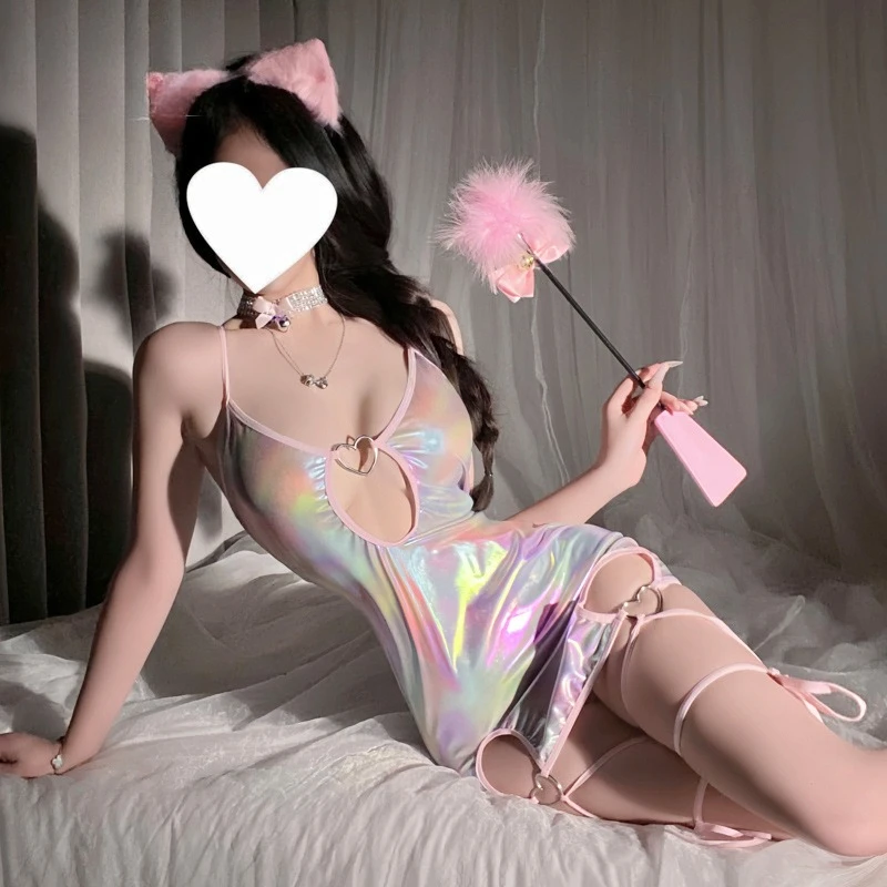 

Сексуальная ажурная юбка на бретельках, блестящая ночная рубашка для пары, плотное элегантное мини-платье для флирта, экзотические очаровательные женские модные костюмы