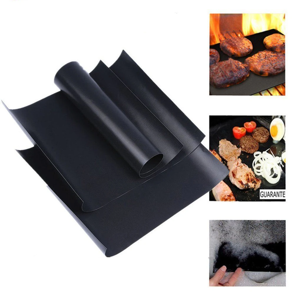 

Non Stick BBQ Grill Mat High Temp Resistant Reusable Glass Fibre Baking Pad for Vegetables Bacon Fish Kebabs Oven Liners