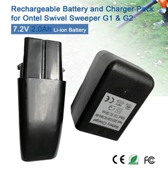 NEW 7.2V 2000mAh Li-ion Vacuum Cleaners Replacement Rechargeable Battery and Charger Set for Ontel Swivel Sweeper G1 & G2