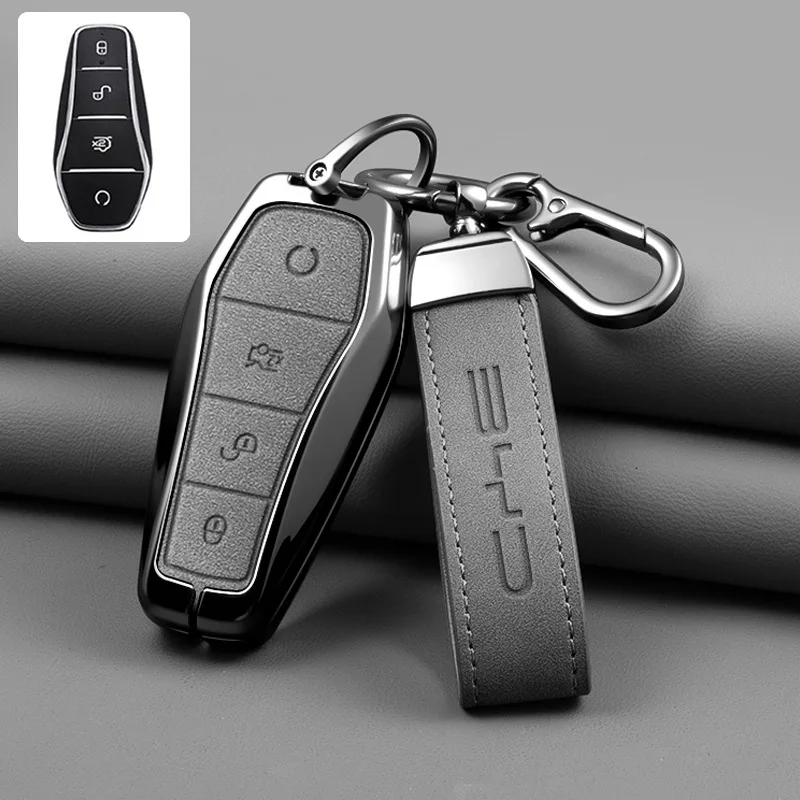Auto Zink-legierung Leder Schlüssel Fall Abdeckung Halter Für BYD Song Pro Tang Dm QIn PLUS MAX Yuan Atto 3 Han EV delphin Auto Schlüssel Schutz – Detail 9