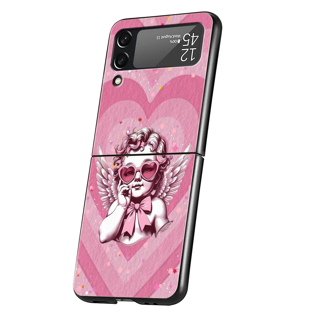Angel Baby Art Hard PC Phone Case For Samsung Galaxy Z Flip 7 6 5 4 Black Cover For Galaxy Z Flip 3 Foldable Shockproof Capa Bag