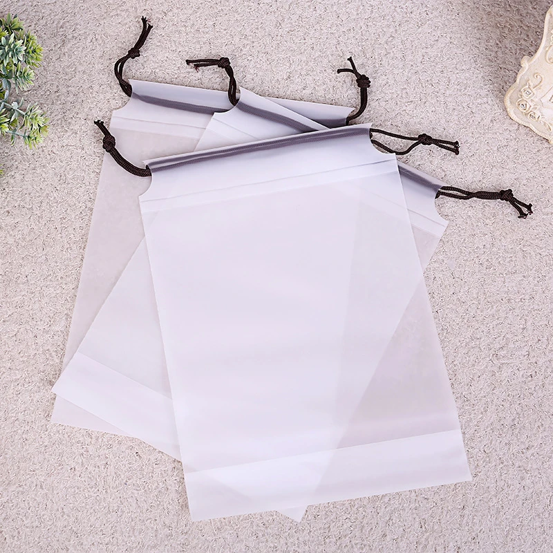 StoBag Frosted Drawstring Bags Transparent Shoes Organizer Clothes Packaging Storage Travel Pocket Portable Clear Pouches Home