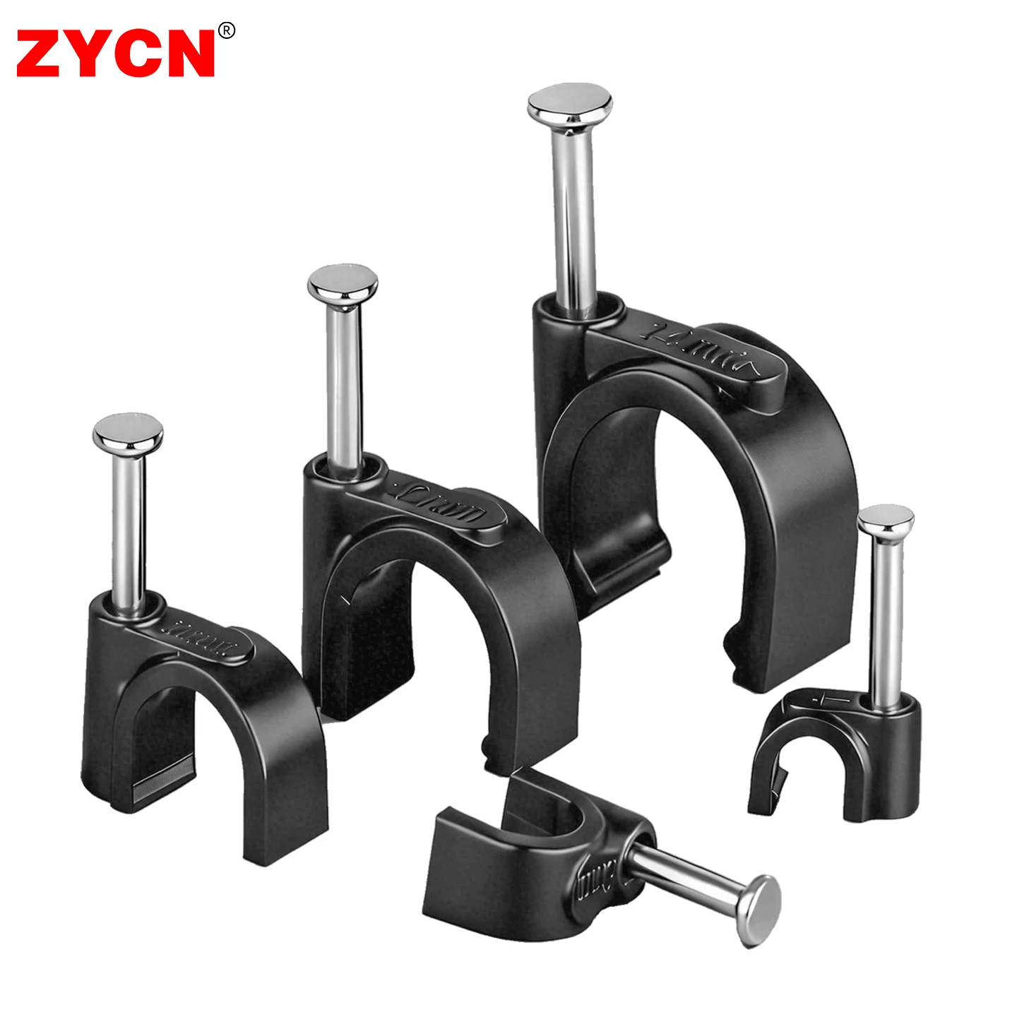 100 pièces Clips de fil de câble ronds 4mm 6mm 8mm 10mm gestion cordon électrique porte-cravate cercle plante grimper mur clou noir