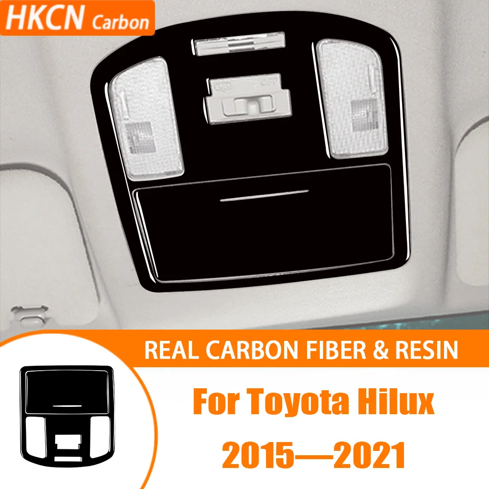 

Панель лампы для чтения на крыше из настоящего углеродного волокна, аксессуары для салона автомобиля, наклейка, модификация для Toyota Hilux 2015-2021