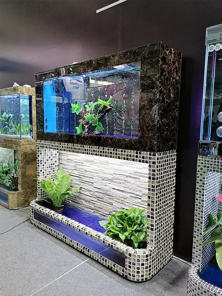 Large Fish Tank Aquarium Change Water Living Room Small Home Partition Screen Water Curtain Wall Turtle Jar