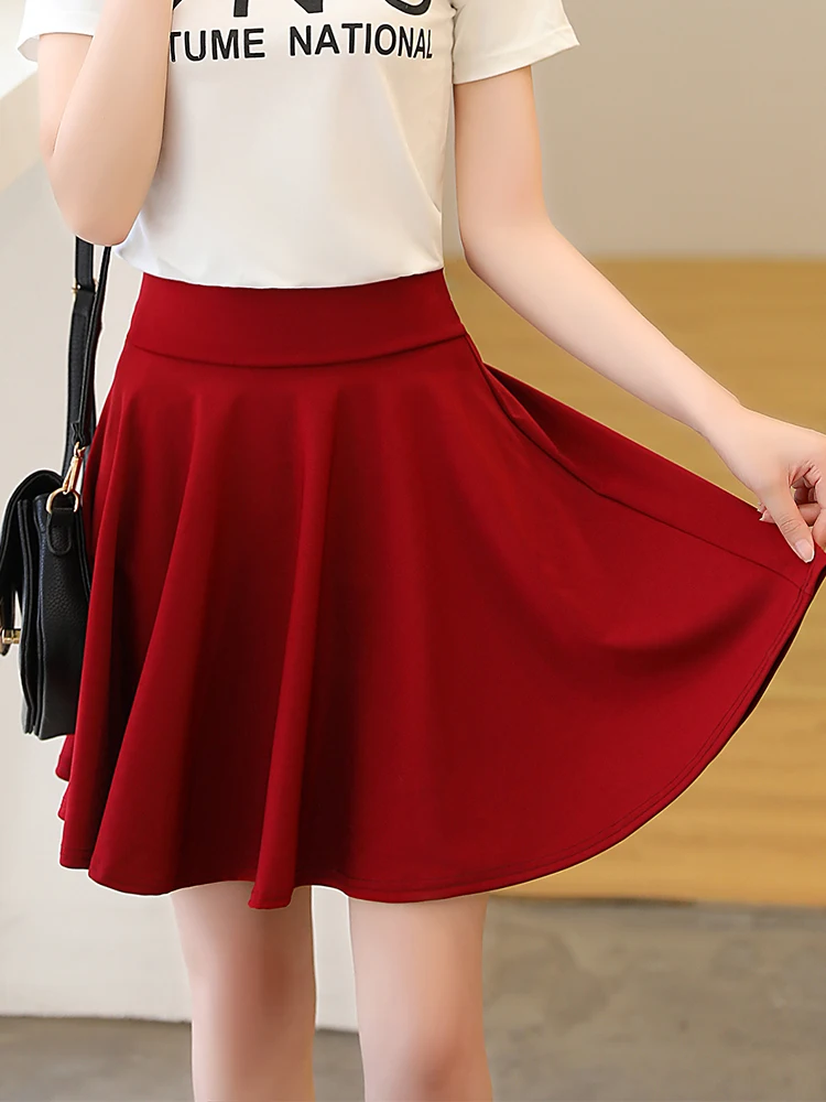 2023 Summer Fashion  Shorts Skirts Womens  School Korean Style Red Black Mini Aesthetic Pleated High Waist Skirt Female