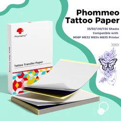 100 Pcs Phomemo Tattoo Paper Thermal Paper Printing Tattoo Paper Compatible for Phomemo M08F M832 M834 M835 A4 Paper Printer