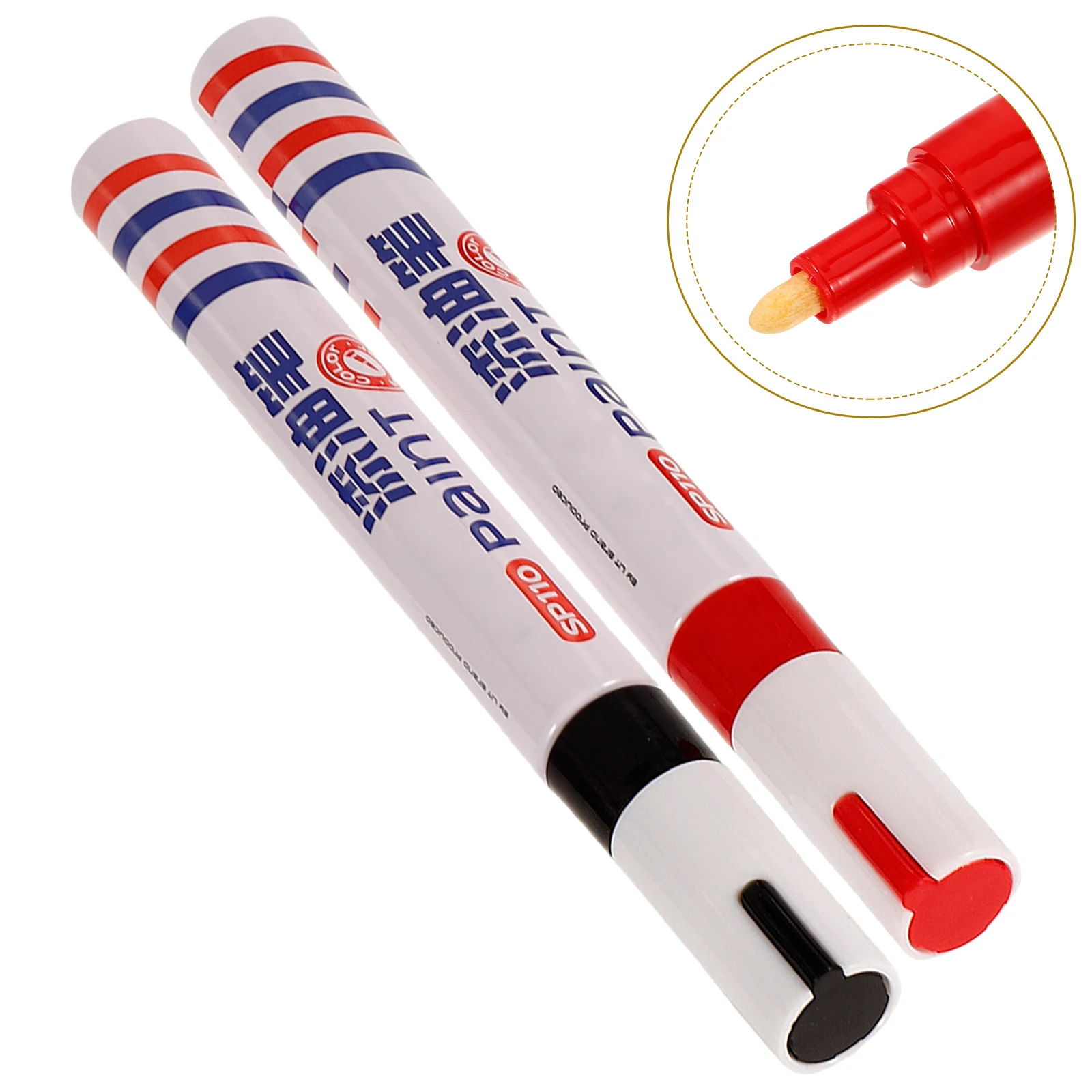 

2pcs Tombstone Inscription Repair Pen Monument Writing Touch-up Markers Paintbrush Pens Red Black Color Waterproof for Stone