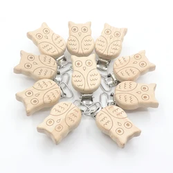 Soporte para chupete de bebé de 5 piezas, cuentas de Clip para pezón infantil, cadena de Metal para chupete de bebé, Clips de madera de haya para mordedor, cuidado de la alimentación