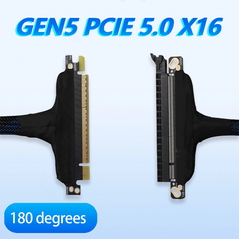

Gen5 PCIe 5.0 X16 Riser Extension Cable High Speed Silverplated Lossless GPU for RTX 5090 Graphics Card Solid State Drives