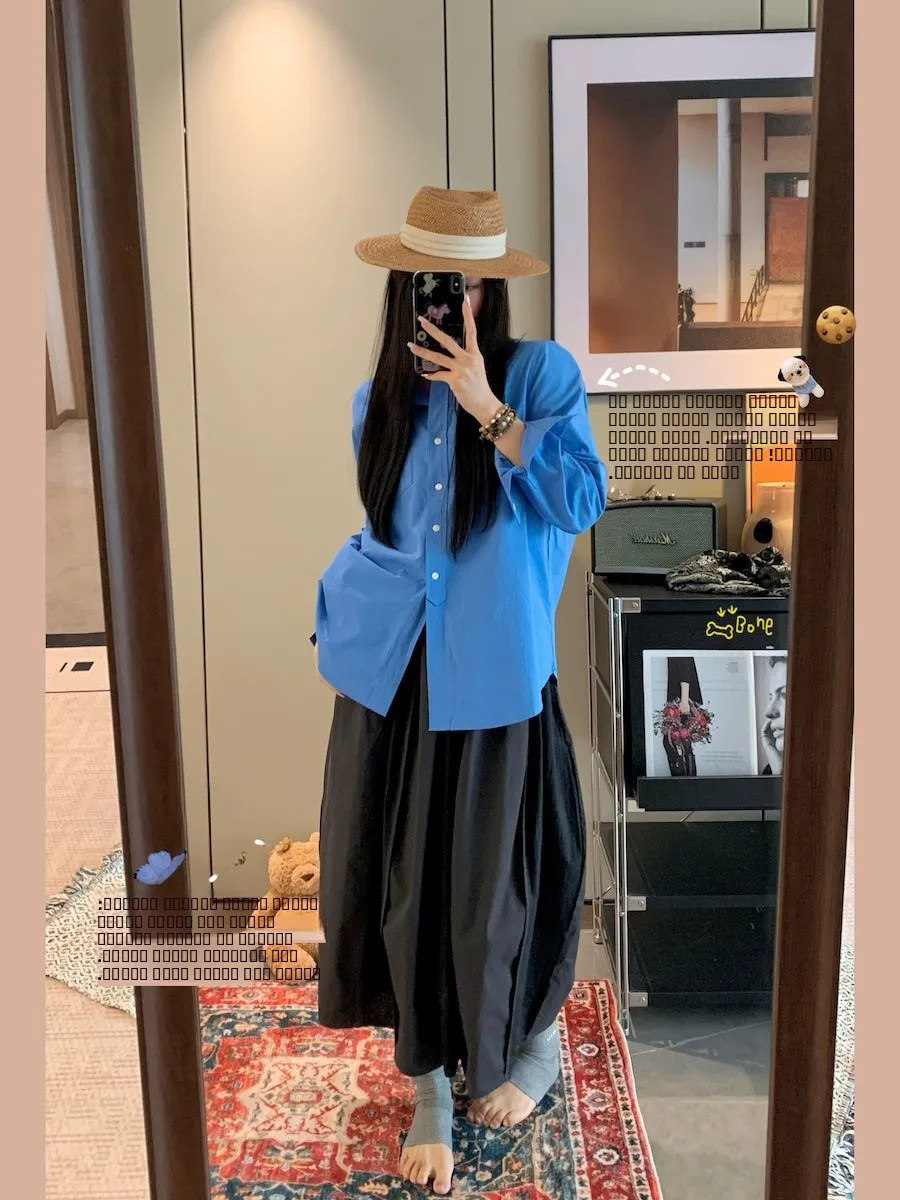 

Женская повседневная свободная блузка ChunHua Zheng из жемчужного хлопка с длинным рукавом и отложным воротником: универсальная, удобная, дышащая