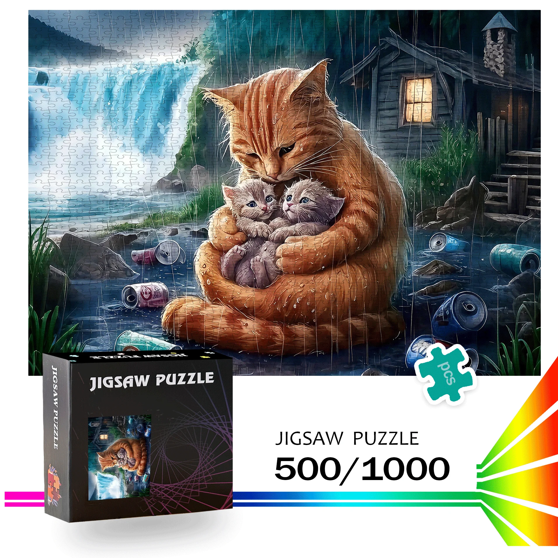Kat, Katje Puzzel 500 stks/1000 stks Grote Puzzel Spel Cadeau Familie Interactief Spel Puzzel Woondecoratie Brain Challenge Premium