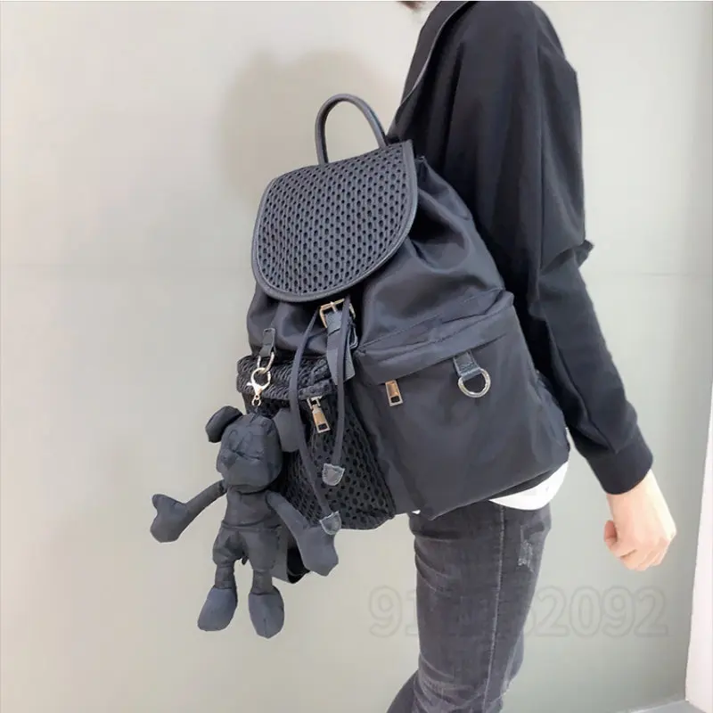 Disney Mickey New Fashion Women\'s Backpack Denim Retro Luxury Women\'s Backpack Drawstring Flip Large Capacity Travel Backpack