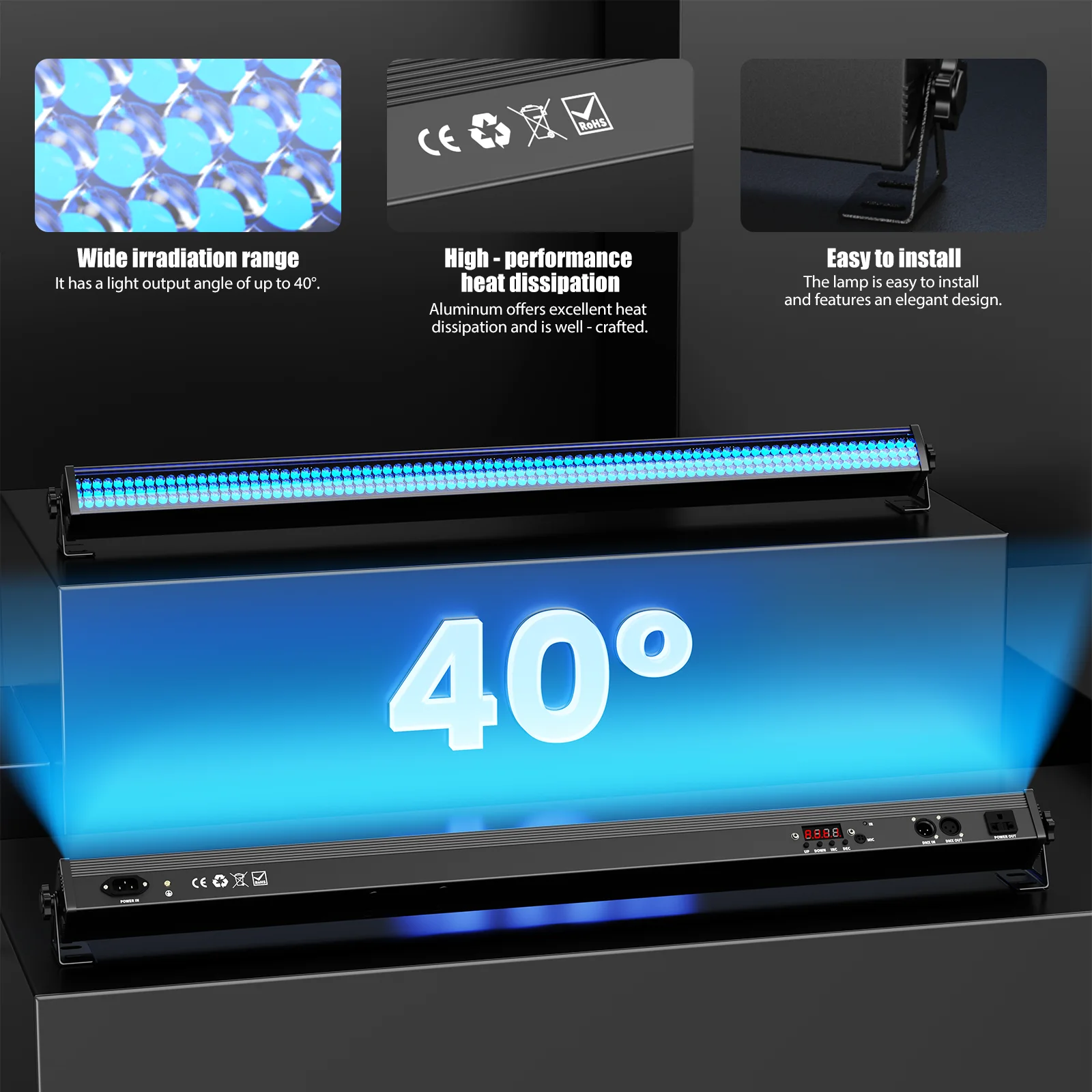 U'King 2 قطعة 252 LED RGB جدار غسل ضوء DMX512 بار ضوء المرحلة داخلي ملون غسالة الجدار تأثير الضوء ل DJ حفلة موسيقية الزفاف #4