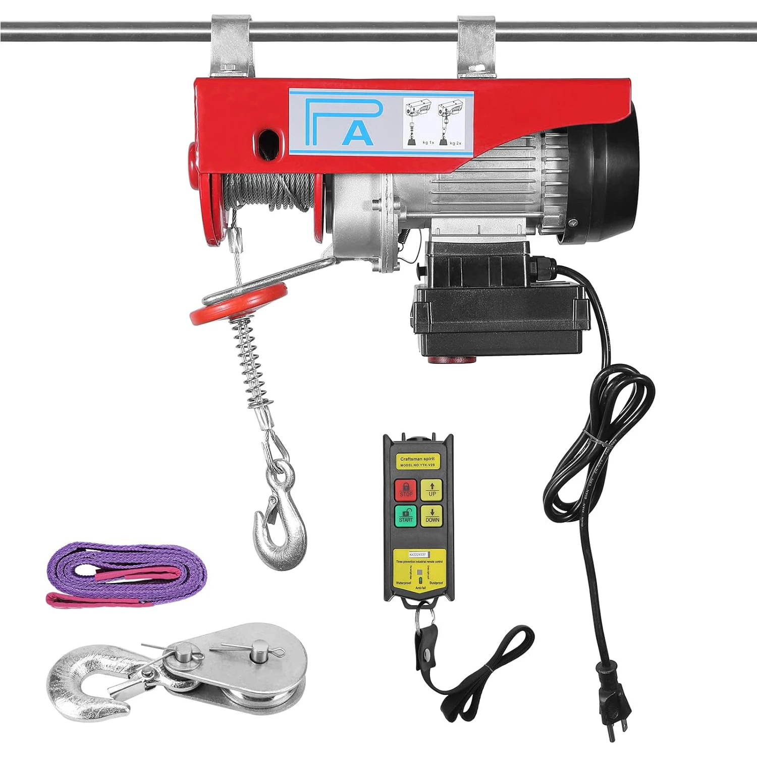 880lbs Auto Lifting Electric Hoist Wireless Remote Control Electric Cable